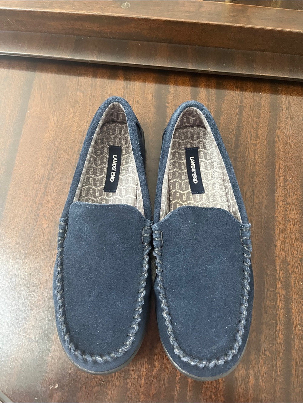 Lands' End Men's Navy Suede Slip-On Moccasins